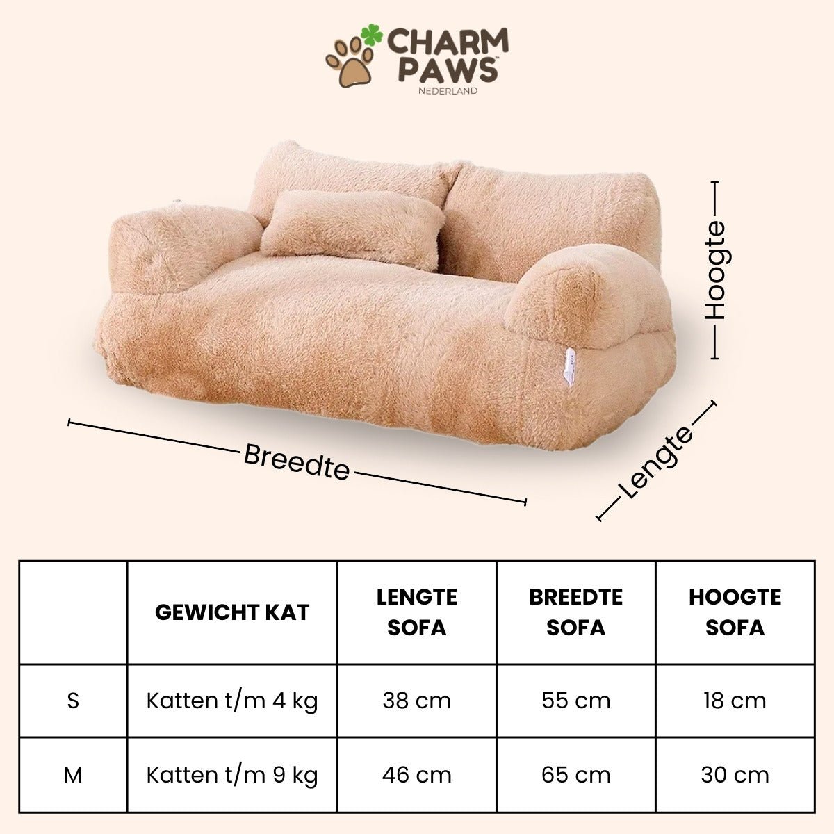 CharmPaws® Luxe Kalmerende Sofa - Voor Katten & Kleine Honden