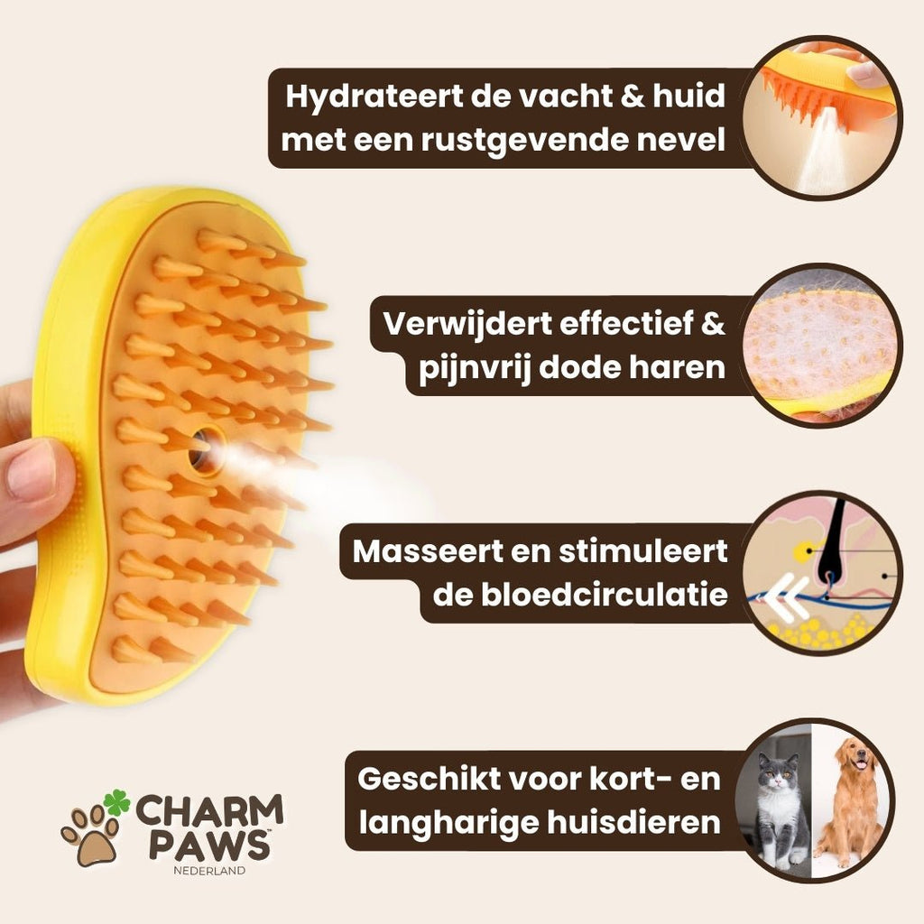 CharmPaws® Steami Set - Vachtverzorgings Borstels voor alle Honden & Katten