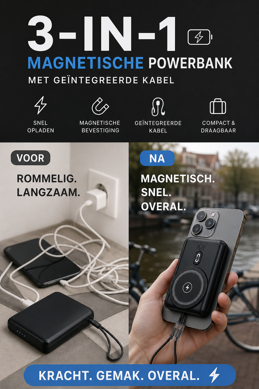 ⏳Tijdelijk 50% korting⏰3-in-1 magnetische powerbank met ingebouwde kabel🔋📱