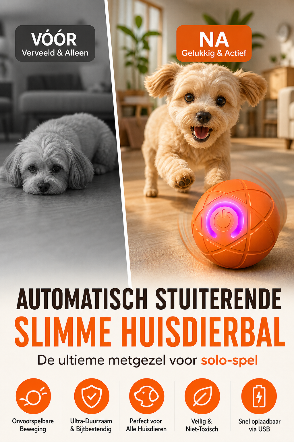 Automatisch Stuiterende Slimme Huisdierbal