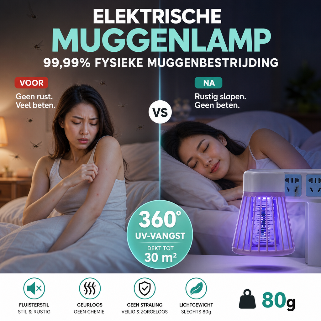 📢Laatste dag aanbieding: slechts 17,97!!!🔇✨ Elektrische muggenlamp – 99,99% fysieke muggenbestrijding, geurloos, geen straling, stille werking. 360° UV-vangst, dekt tot 30 m². Perfect voor slaapkamer en tuin! 😴🌙🛡️