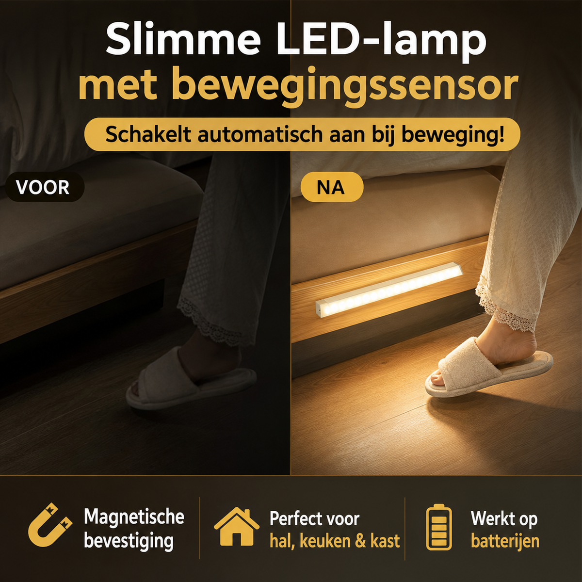 💡 50% KORTING! Slimme LED-lamp met magnetische bewegingssensor – schakelt automatisch aan bij beweging! ✨ Magnetische bevestiging – Perfect voor hal, keuken en kast. 🔋 Werkt op batterijen