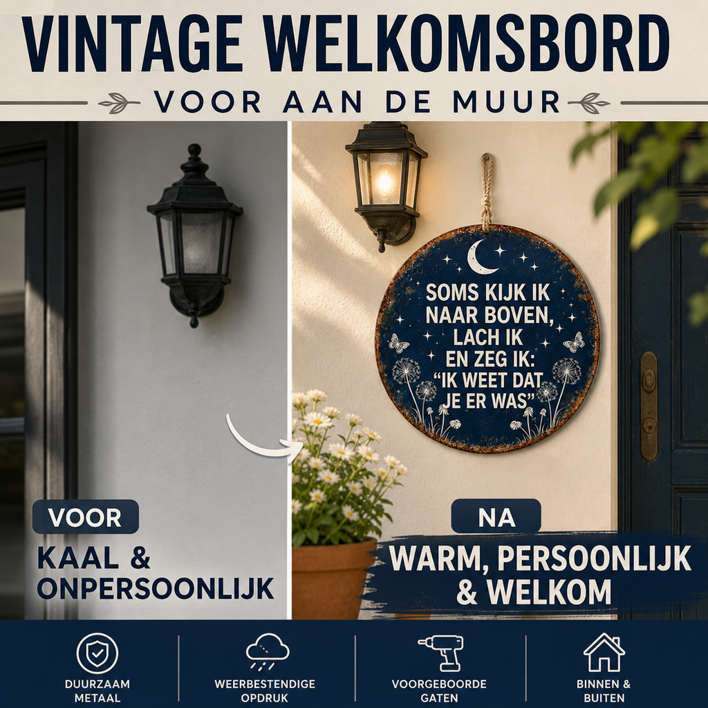 🔥🎁Nieuw 50% KORTING🔥Vintage Welkomstbord voor aan de Muur