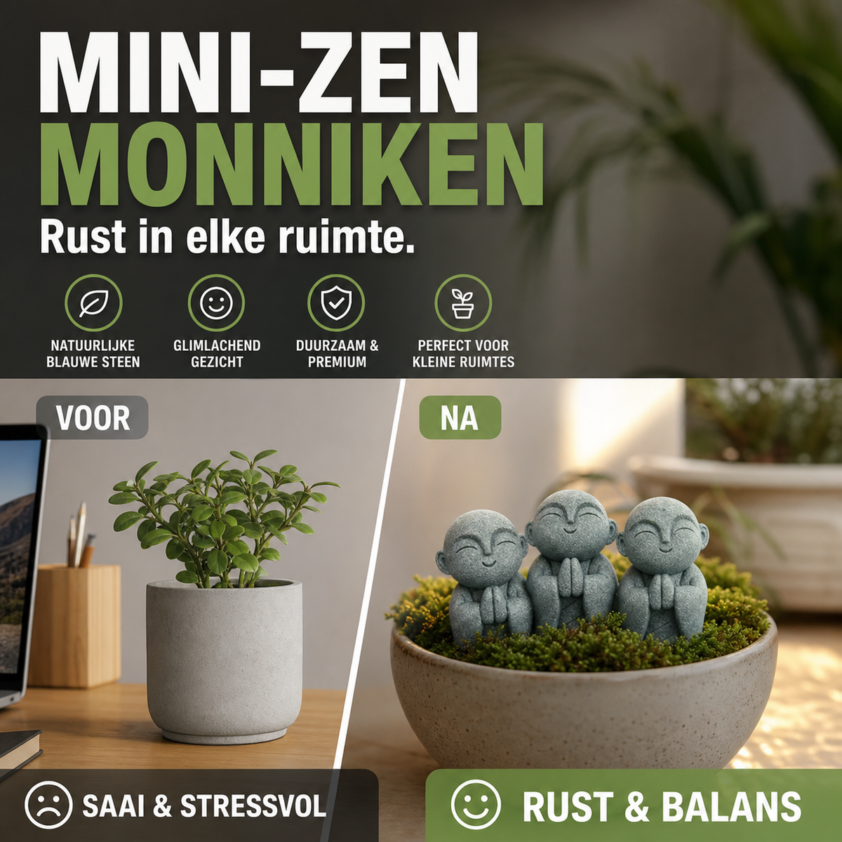 💥【LIMITED TIME 50% OFF】🔥 Mini Zen Monnik Beeldje | Natuurlijke Blauwe Steen | Glimlachend Gezicht | Miniatuurlandschap Accessoire | Bureau/Bonsai/Terrarium Decoratie | Meerdere Stijlen