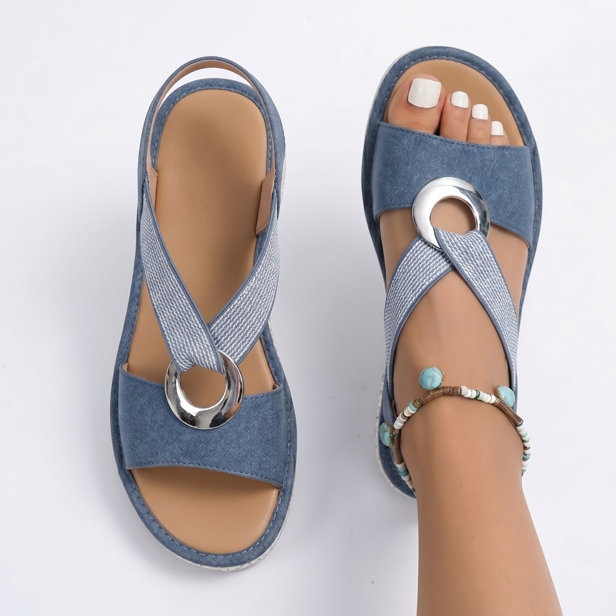 Gabriela - Platte Sandalen met Metaal Detail