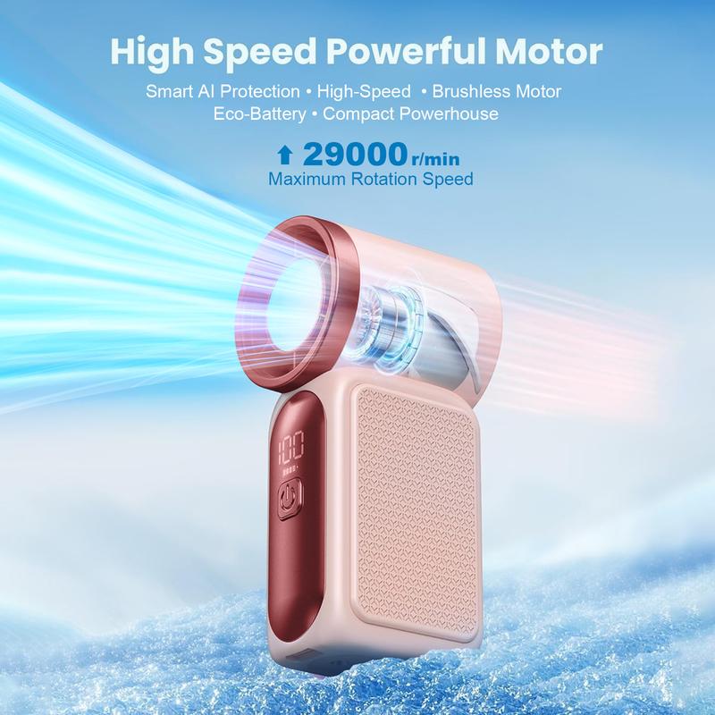 🌬️ Turbo Handheld Fan – LED Display, 6 Speeds, 3000mAh 🔋