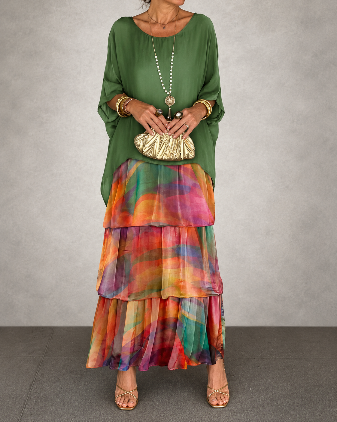 Amélie™ | Elegante Buikbedekkende Chiffon Maxi Jurk
