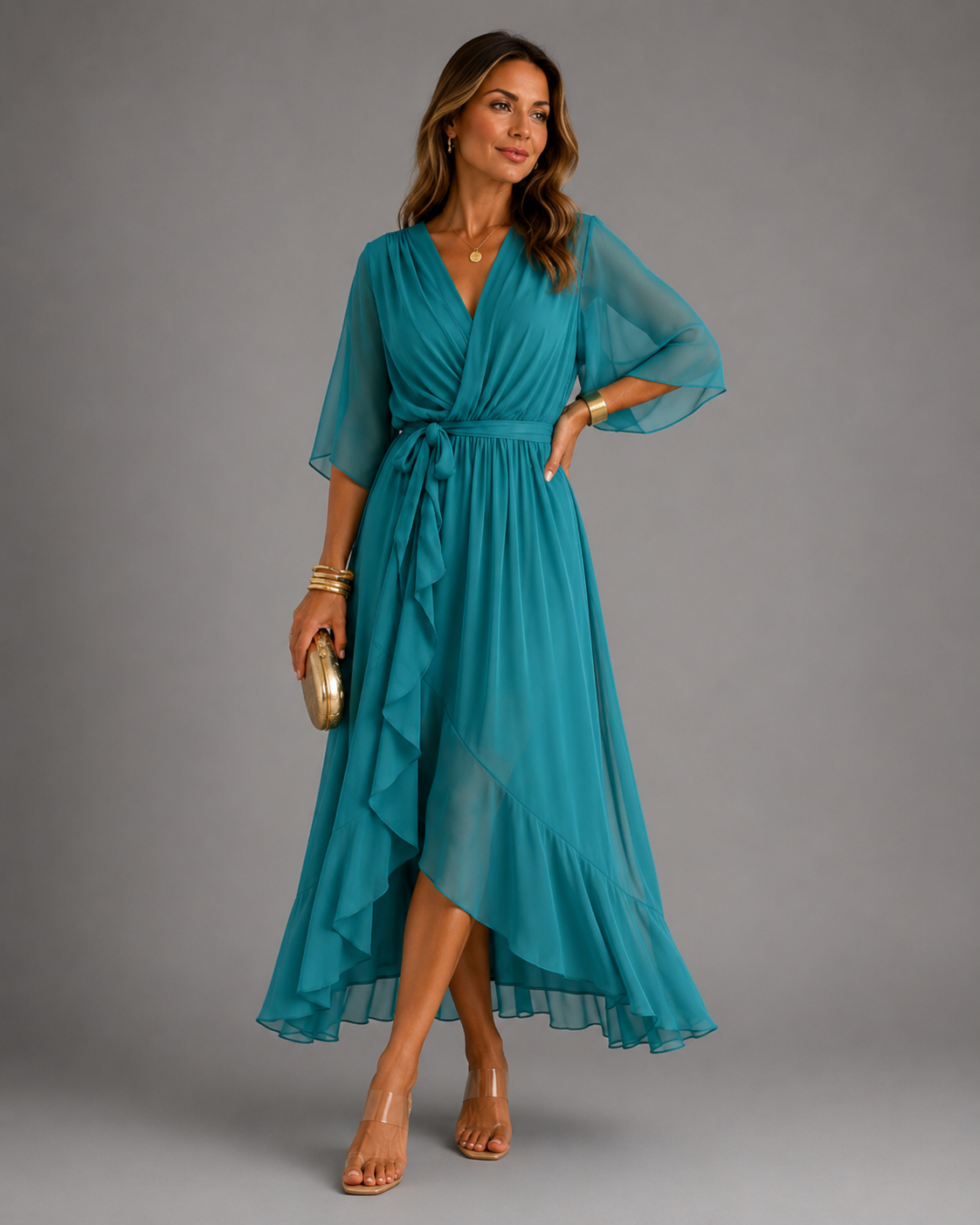 Isabelle™ | Buikcamouflerende Chiffon Maxi Jurk