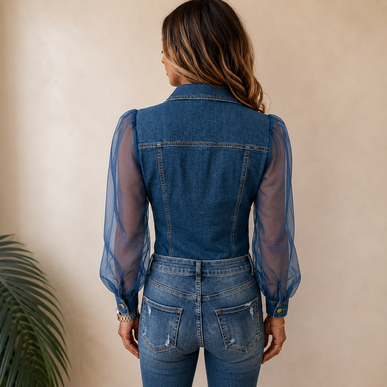Carmen | Stijlvolle Denim-Look Blouse