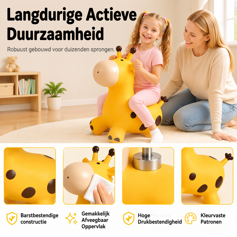🦒🎵 Muzikale Opblaasbare Rijgiraffe voor Kinderen – Speels Springplezier & Muziek – 50% KORTING
