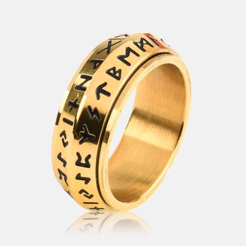 Roterende Viking Ring met Oud-Noorse Runen