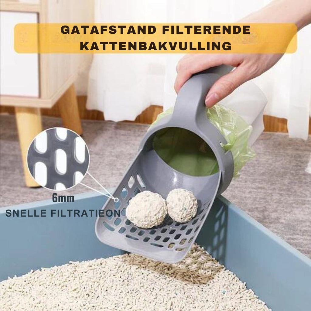 Kattenbak Schep met Opvangbak | Incl. 8 vuilniszakrollen