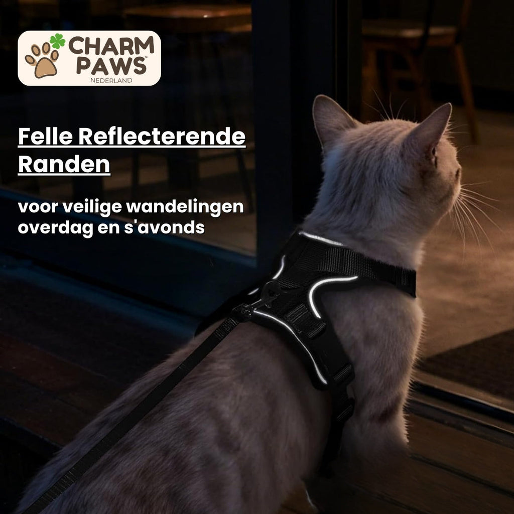CharmPaws® Explorer Air - Ademend en Verstelbaar Kattenharnas met Looplijn