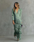 Chiara | Elegante Jurk met Franje Mouwen
