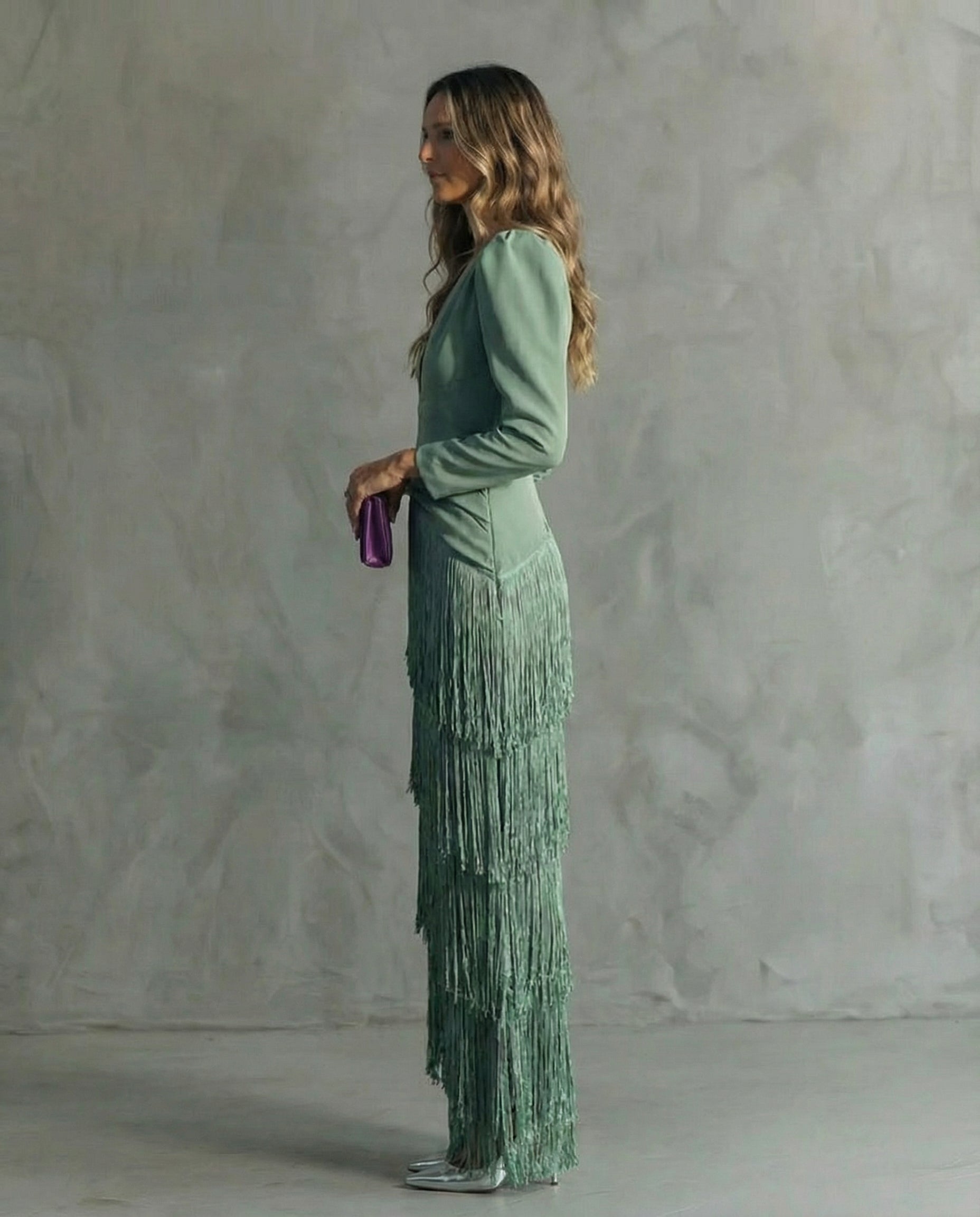 Chiara | Elegante Jurk met Franje Mouwen