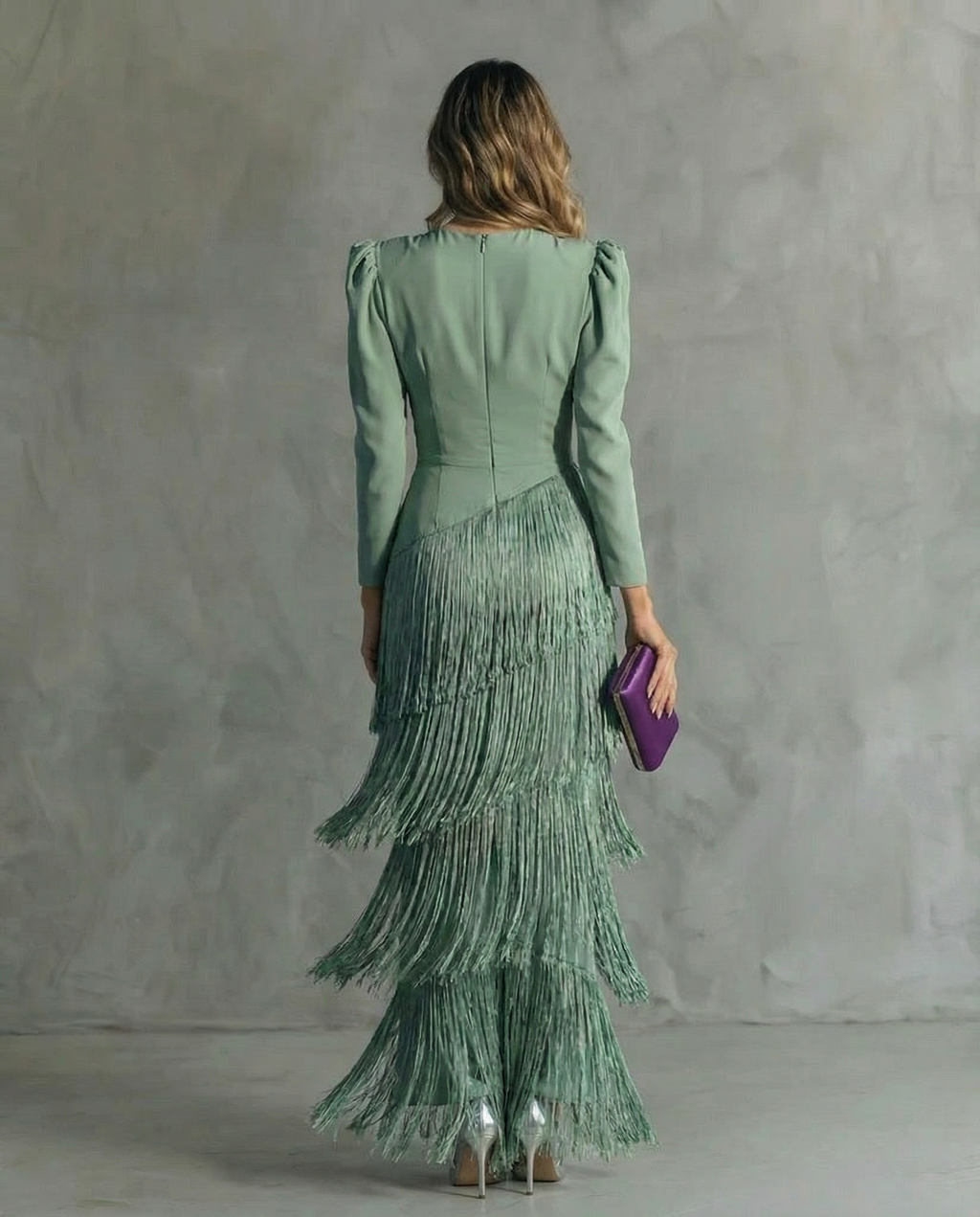 Chiara | Elegante Jurk met Franje Mouwen