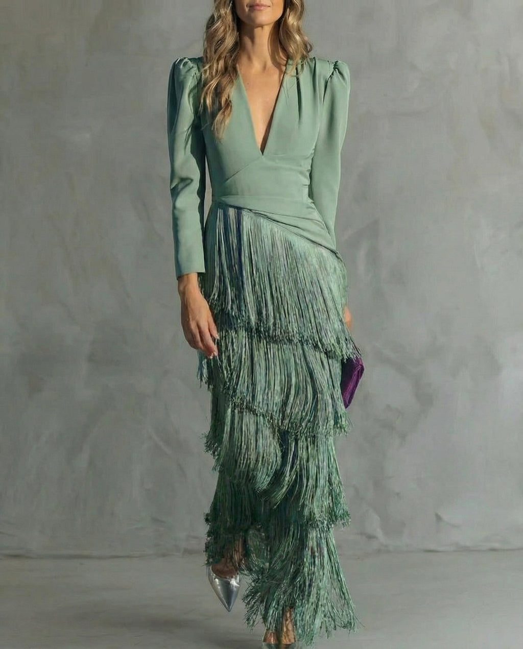 Chiara | Elegante Jurk met Franje Mouwen