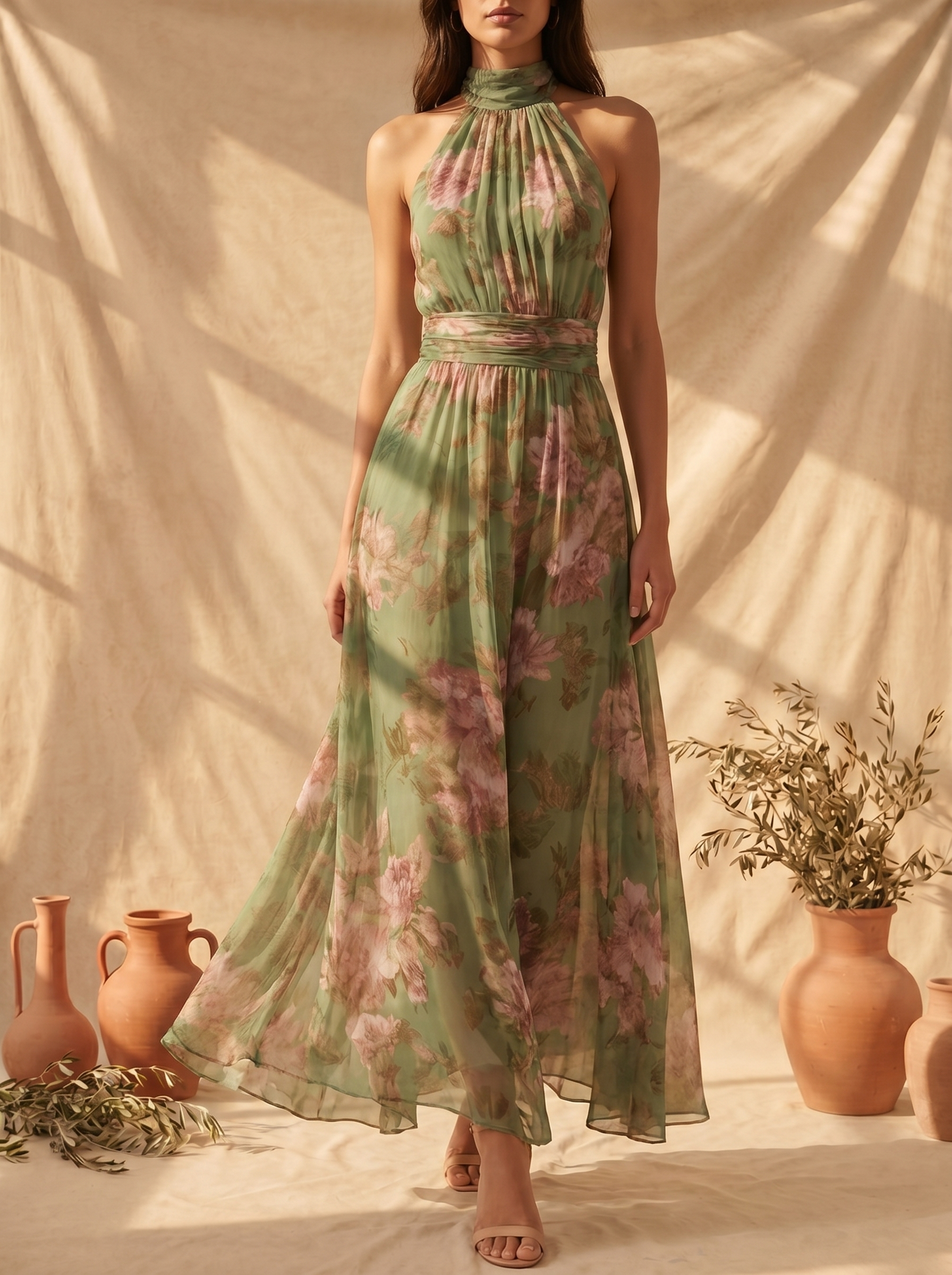 Livia | Maxidress Halter Bloemig Elegant