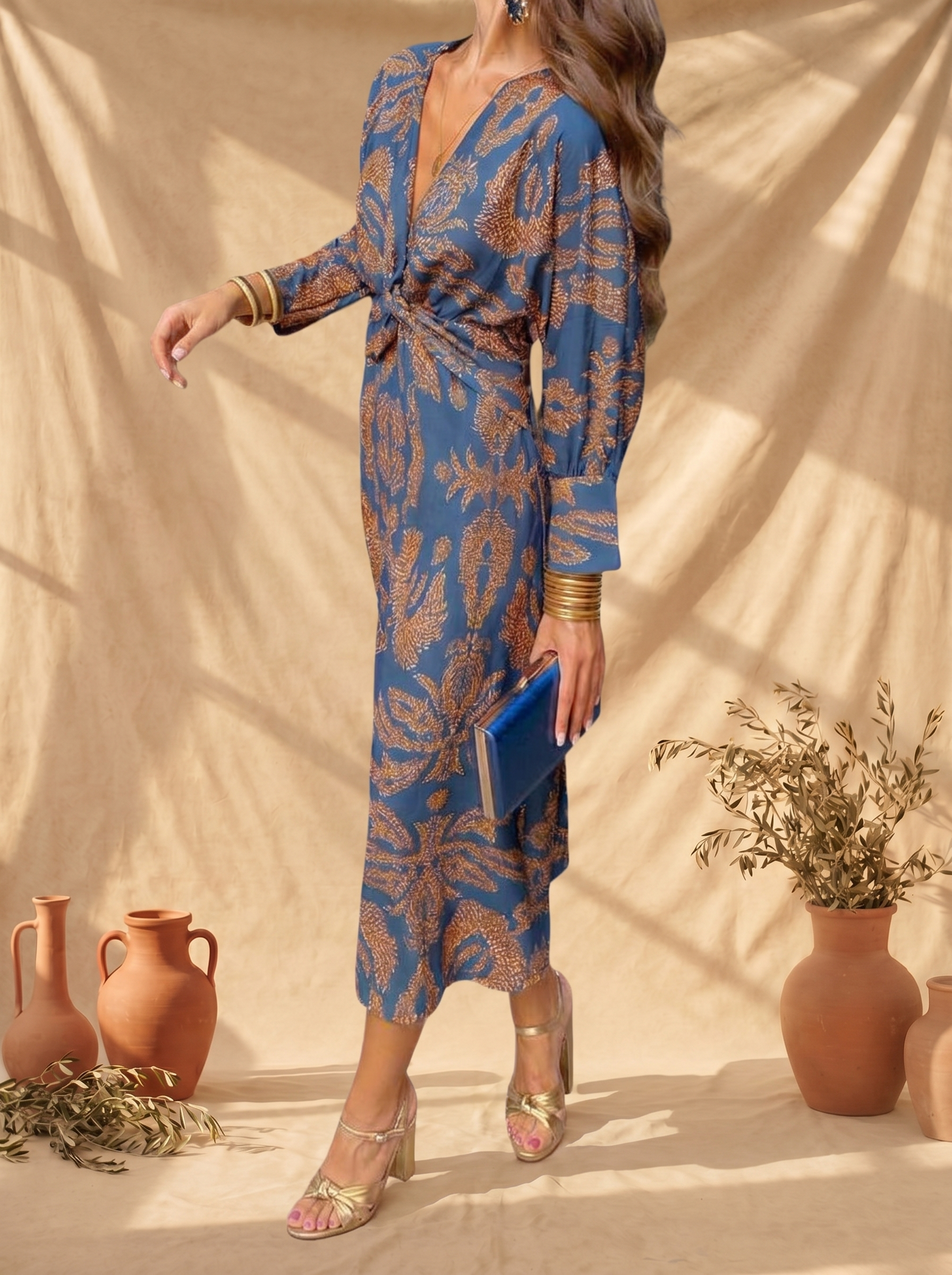 Celeste | Midi Jurk Elegante Bloemen