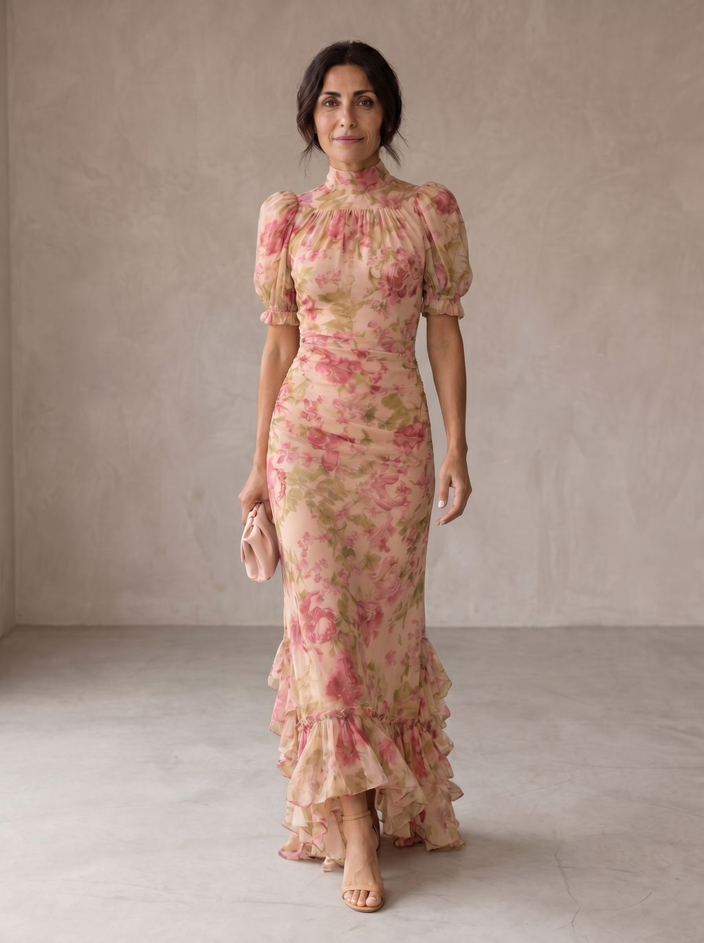 Rosario | Lange Bloemenjurk in Chiffon