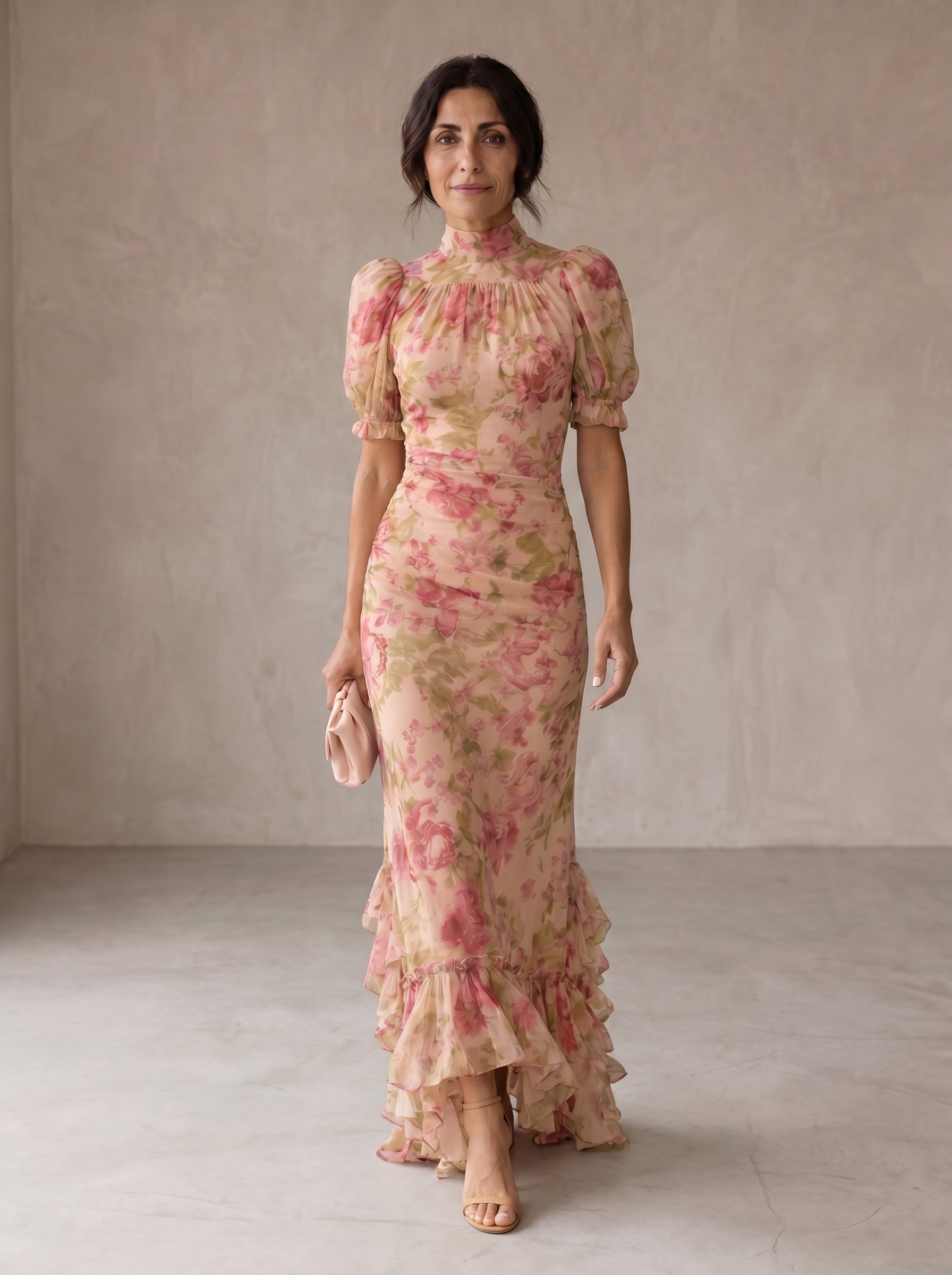 Rosario | Lange Bloemenjurk in Chiffon