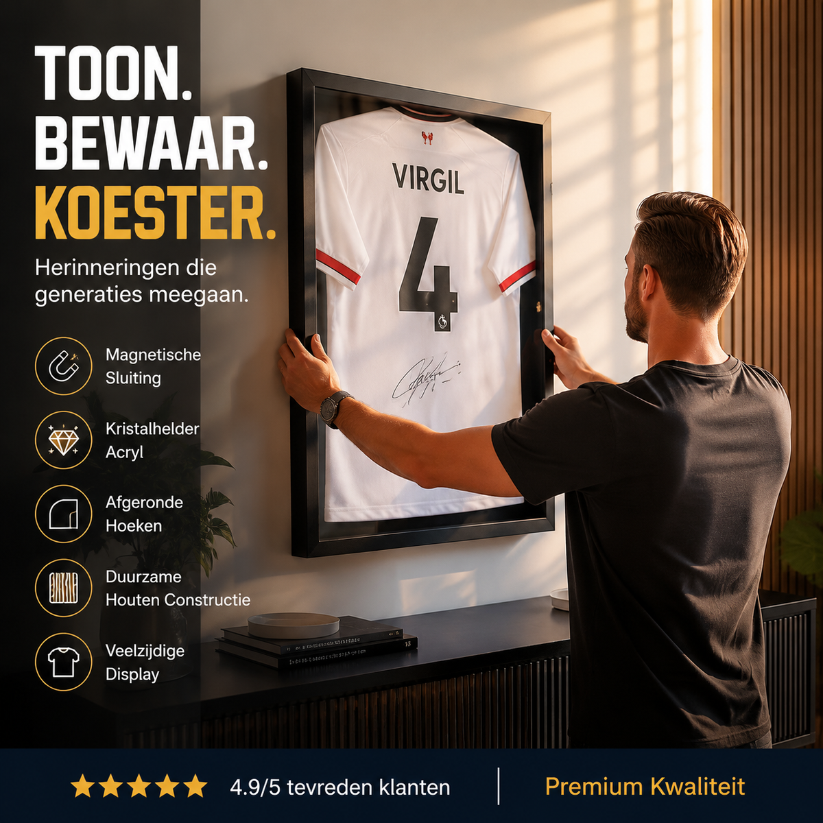 🎉Nieuwjaars Cadeau 50% KORTING!🧥Houten Herinneringskleding Displayframe (Magnetische Deur) – Bewaar Jouw Zweet & Liefde In Perfecte Staat!