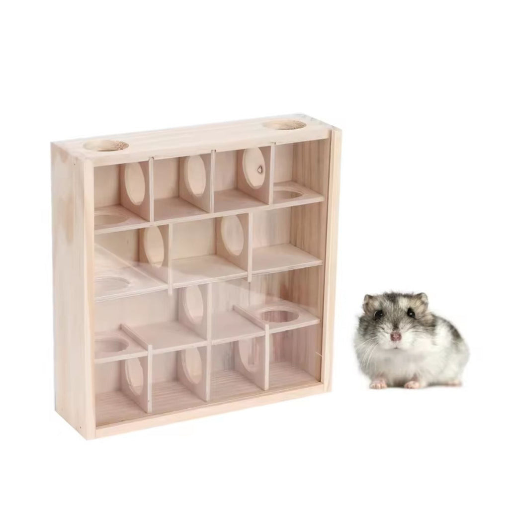 Houten Hamster Doolhof | Slim Spel Speeltje Met Glasplaat