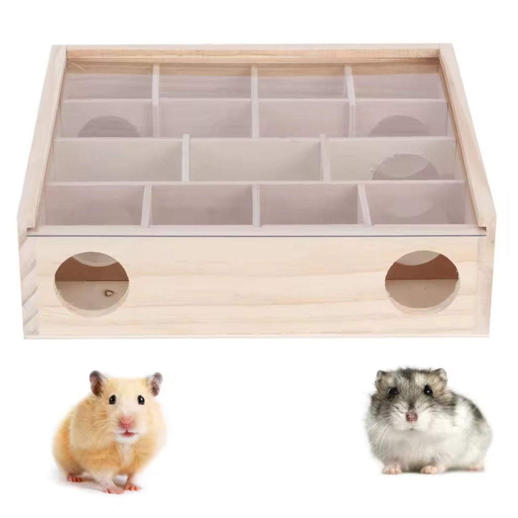 Houten Hamster Doolhof | Slim Spel Speeltje Met Glasplaat