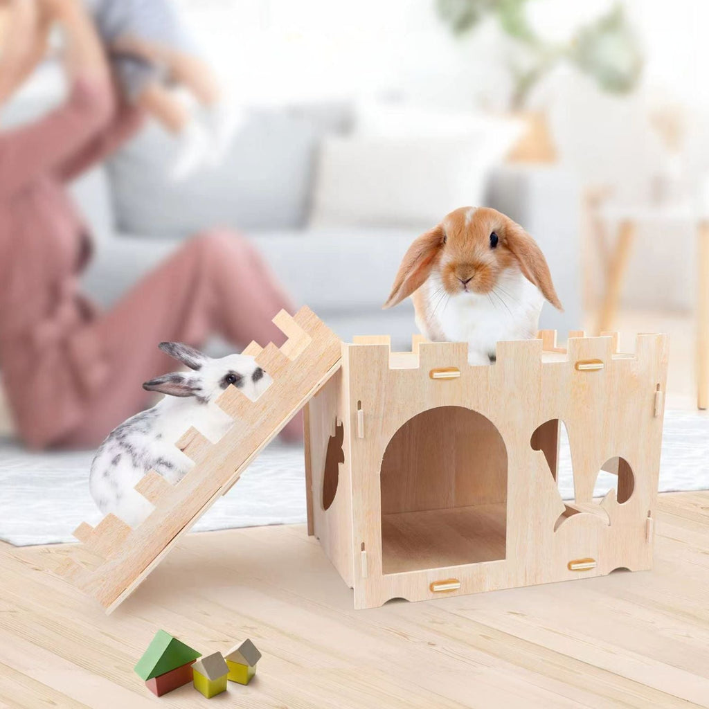 Houten Konijnenhuis | Creatief, Afneembaar & Leuk Schuilplaats voor Konijnen