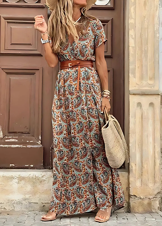 Sarisa™ | Gebloemde Buikcamouflerende Maxi Jurk + Riem