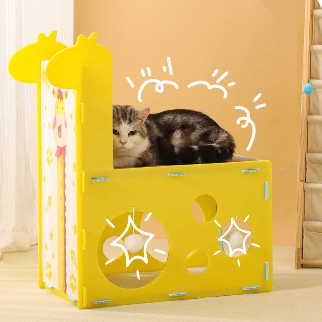 Kattenbed Tunnel Giraffe | Dubbel Krabbord & Speelnest