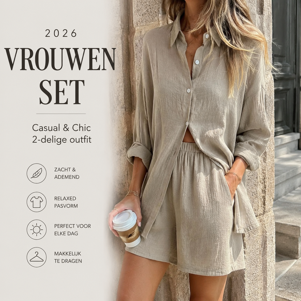 🔥2026 Vrouwen Fashion Street Casual Effen Shirt Lange Mouwen Set