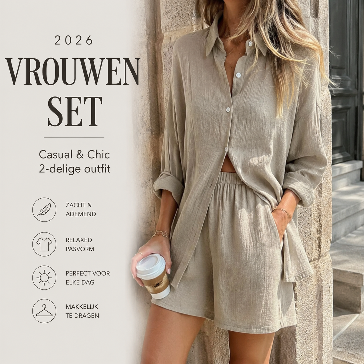 🔥2026 Vrouwen Fashion Street Casual Effen Shirt Lange Mouwen Set