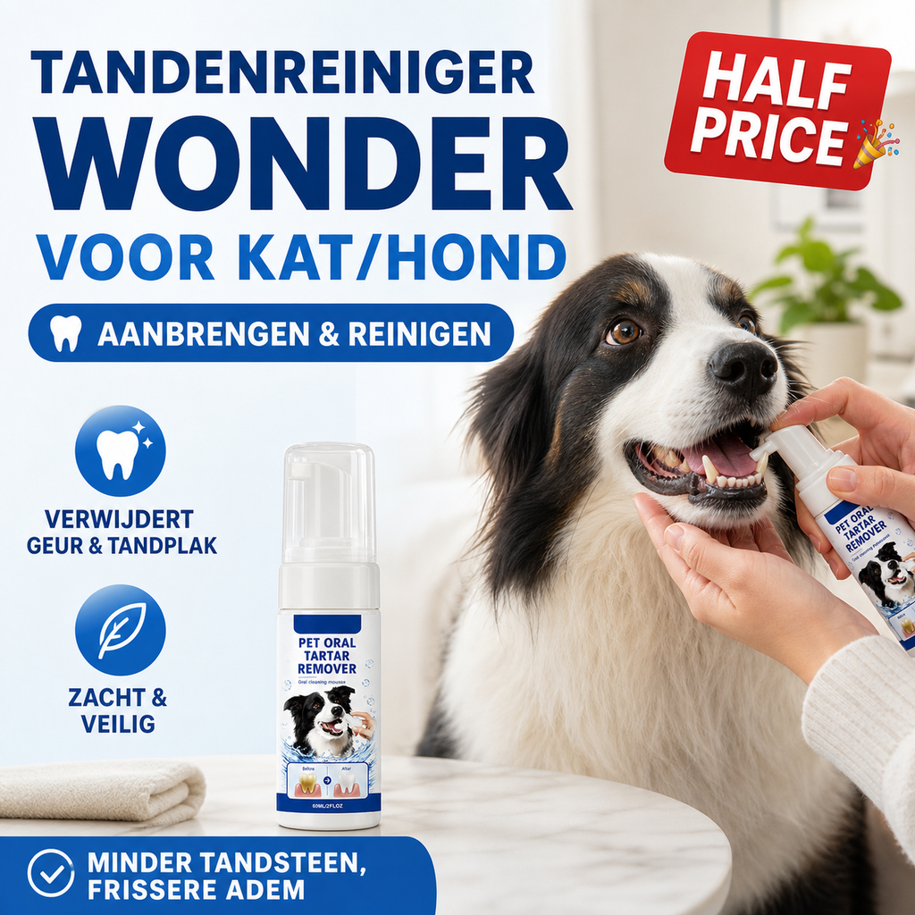 ⏳ FLASH SALE! ✨ Tandenreiniger Wonder voor Kat/Hond | Aanbrengen & Reinigen 🦷 | Verwijdert Geur & Tandplak | HALF PRICE 🎉