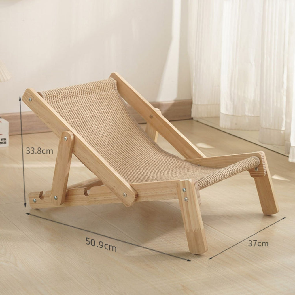 Houten Lounge Stoel Kat | Verstelbare Strandstoel voor Katten
