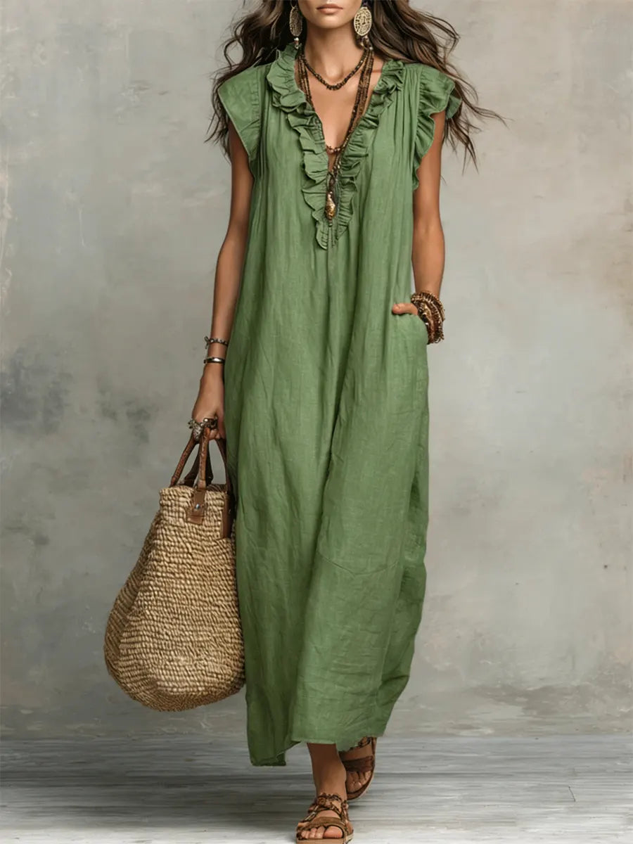Camélia™ | Bohemian Buikcamouflerend Maxi Jurk