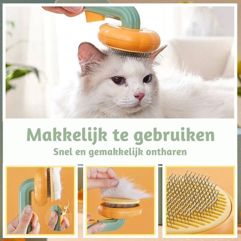 Pompoen borstel voor kat en hond | Geen haar en snel klaar!