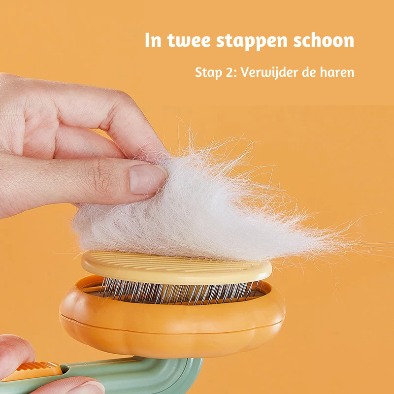 Pompoen borstel voor kat en hond | Geen haar en snel klaar!