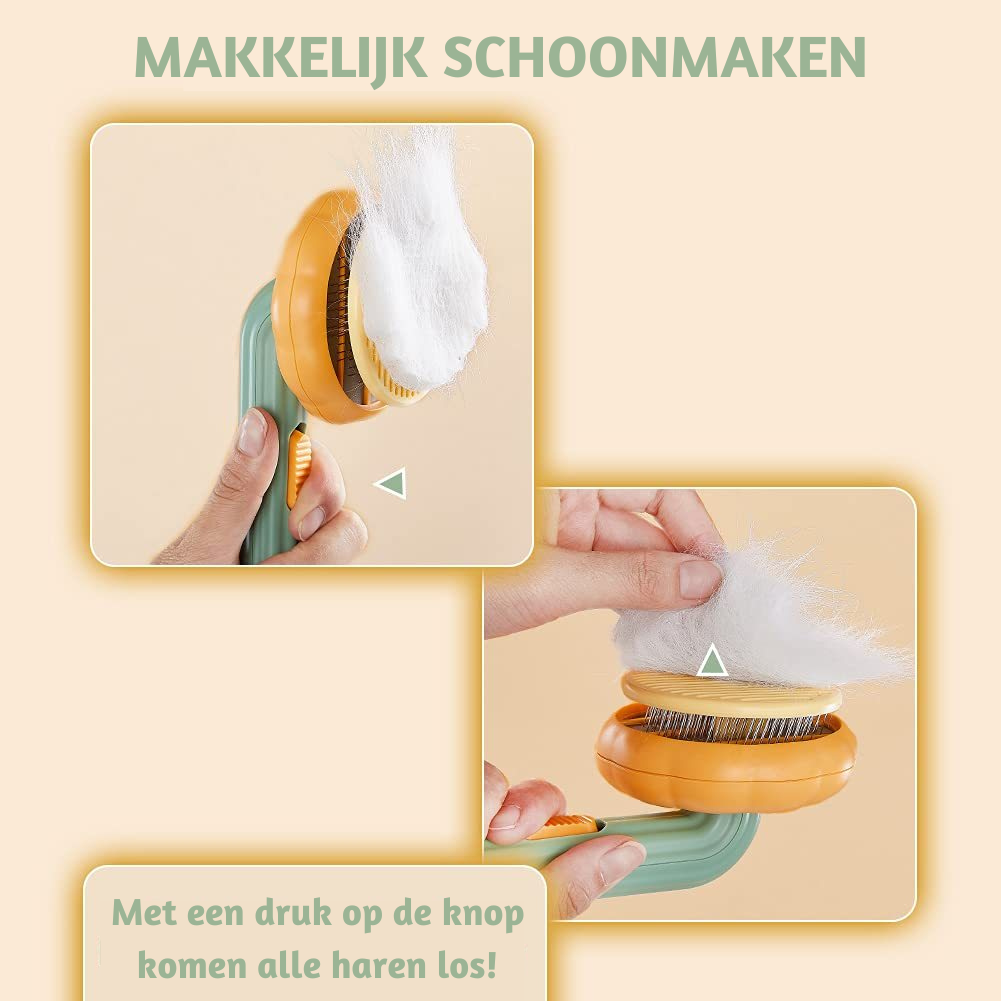 Pompoen borstel voor kat en hond | Geen haar en snel klaar!