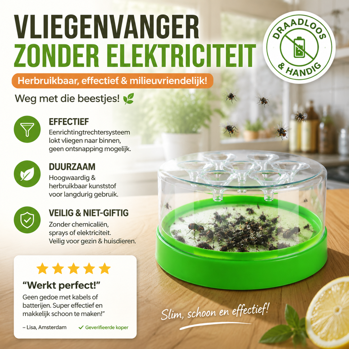 🪰 Vliegenvanger zonder elektriciteit – herbruikbaar, effectief en milieuvriendelijk! Weg met die beestjes! 🌿