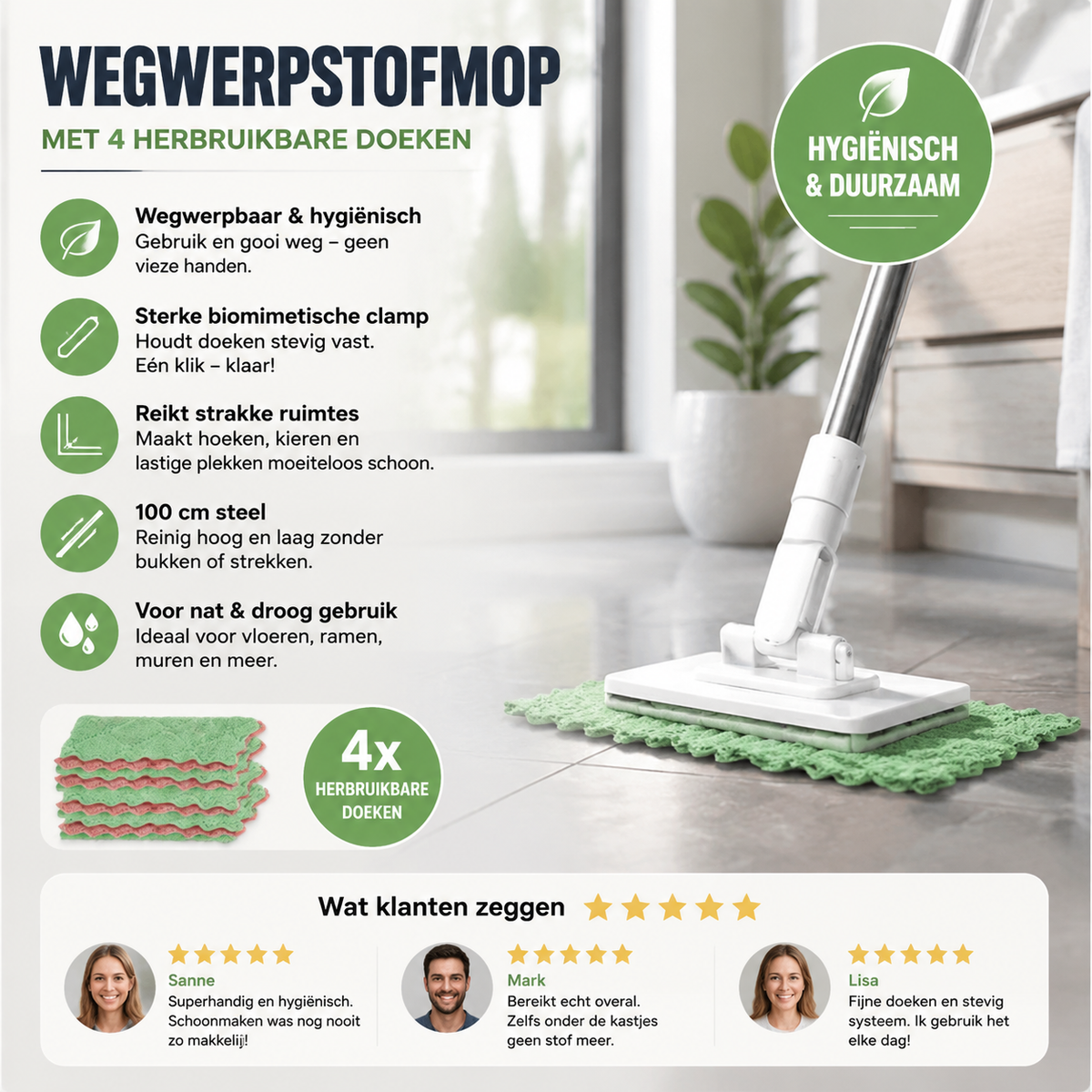 🔥 Laatste dag verkoop 50% korting 🔥 Wegwerpstofmaap met 4 herbruikbare doeken