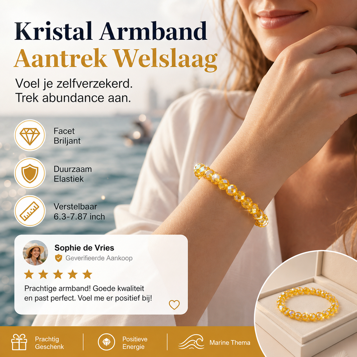 🥳HETE UITVERKOOP 2026🥳💞Meer dan 50.000 verkocht!⏳✨Handgemaakte elastische armband met kristallen kralen, sieraden met maritiem thema