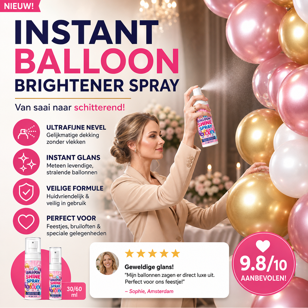 🎉【Aanbieding】🎈✨Instant Balloon Brightener Spray | 30/60 ml | Ultrafijne Nevel | Veilige Formule | Voor Feestjes & Bruiloften💨🎈