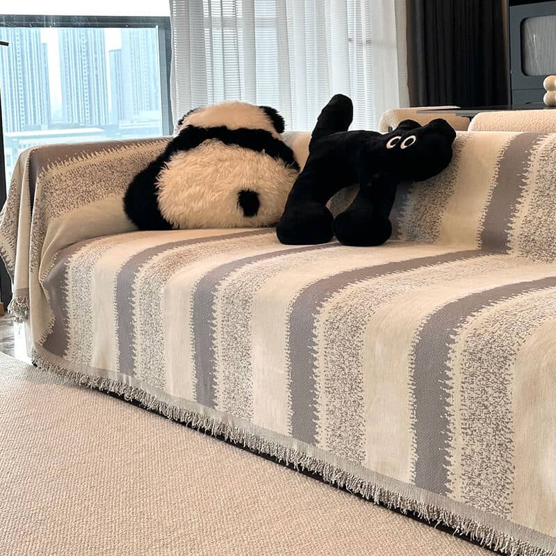 Trendy gestreepte chenille ademende bankbeschermhoes