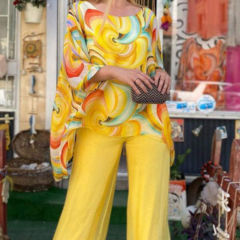 🎁2026 Nieuw binnen 50% KORTING💥💃Dames zomer kleurrijke coole chiffon 2-delige set❄️