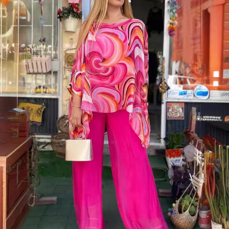 🎁2026 Nieuw binnen 50% KORTING💥💃Dames zomer kleurrijke coole chiffon 2-delige set❄️