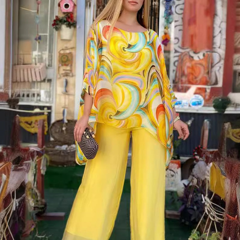 🎁2026 Nieuw binnen 50% KORTING💥💃Dames zomer kleurrijke coole chiffon 2-delige set❄️