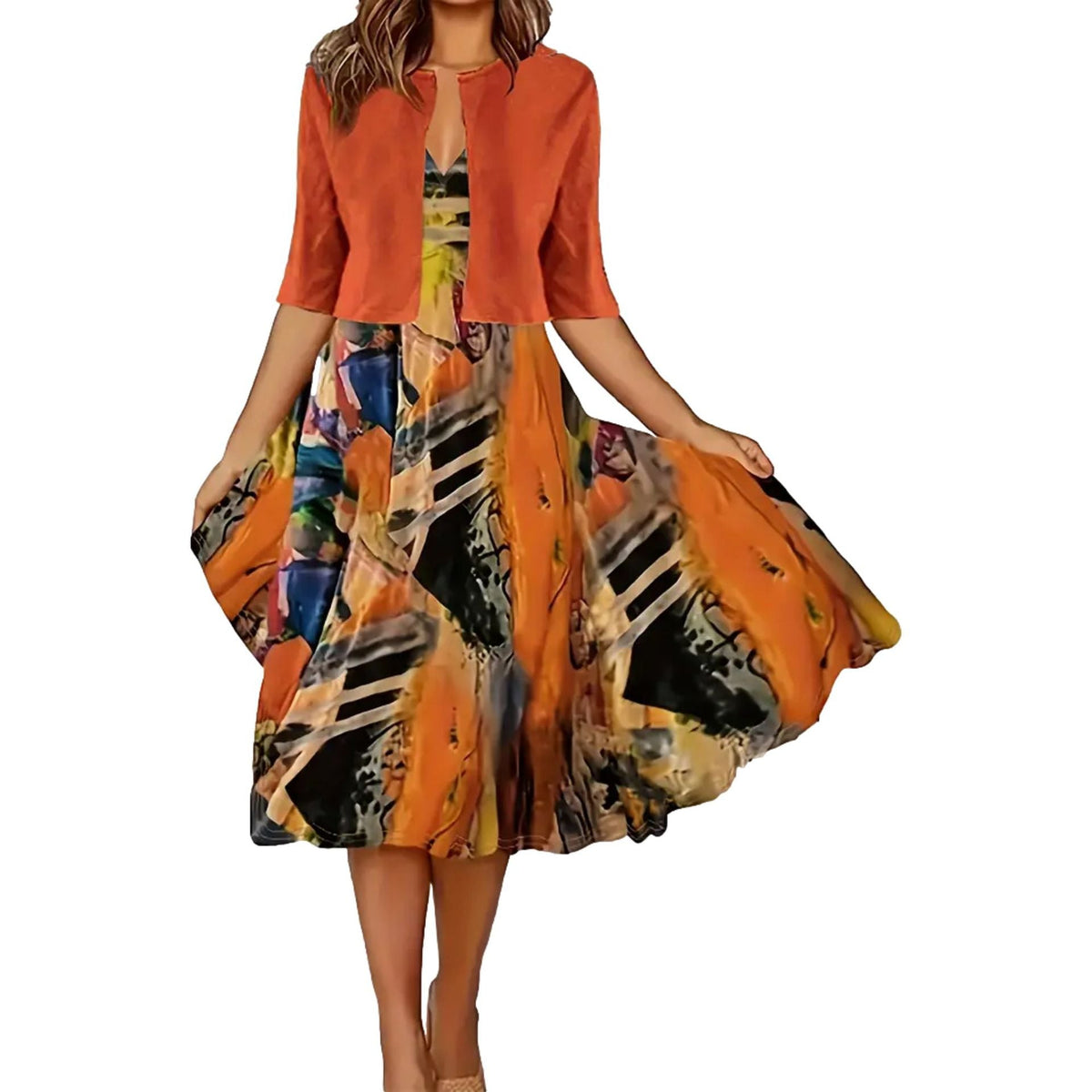 👗 50% KORTING! 🌿 Elegante en slanke tweedelige jurk voor dames – bijpassende top en rok, flatterende snit en chique look ✨