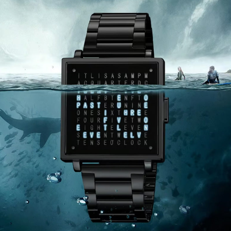 ⌚Waterdicht vierkant elektronisch herenhorloge met stalen band