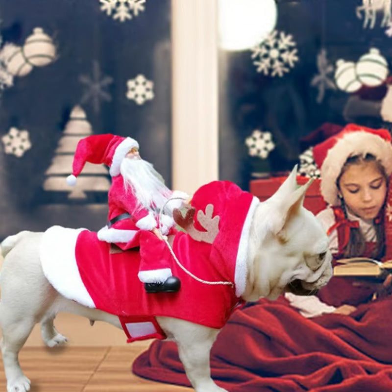 🐕Hond Kerstkleding Kerstman Rijdend Hert 🎄
